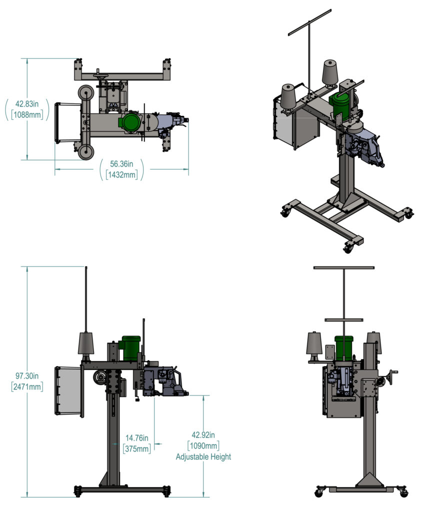 JEM Sewing Pedestal Drawing and Dimensions
